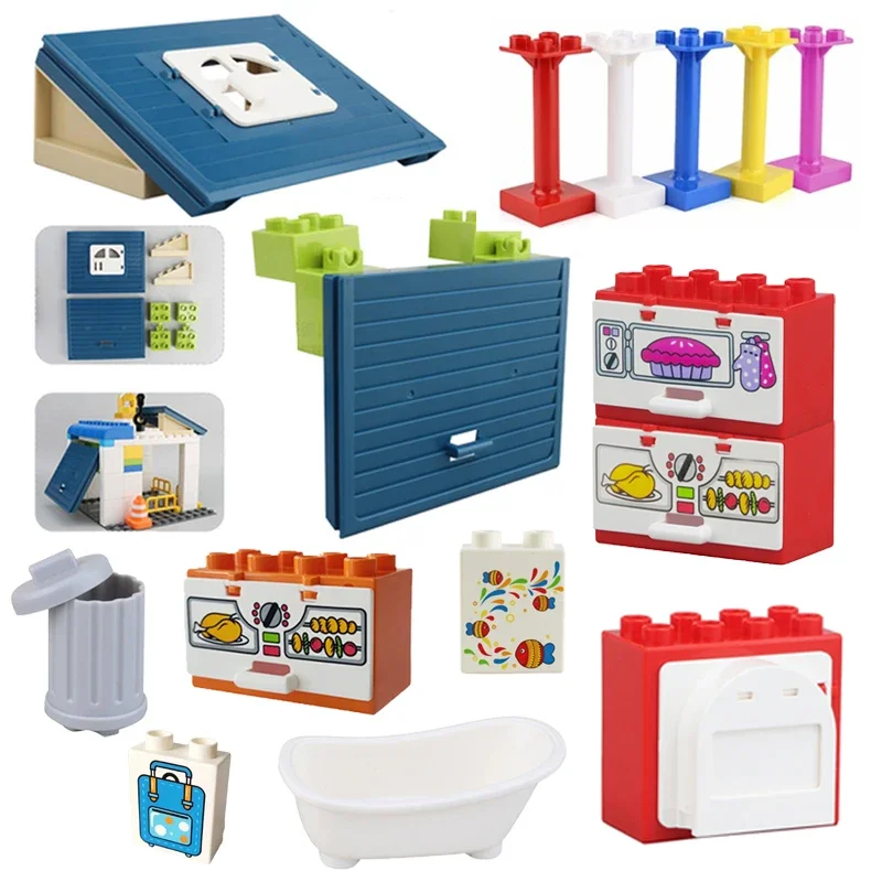 Big Building Blocks Accessory Microwave Oven Bathtub Compatible Large Bricks Assemble Children Kids Girl Creativity Toy Gifts