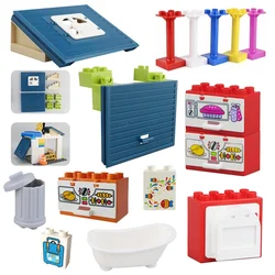 Big Building Blocks Acessório para Crianças, Forno Microondas, Banheira Compatível, Tijolos Grandes, Montar para Crianças, Brinquedo Criatividade, Presentes para Meninas