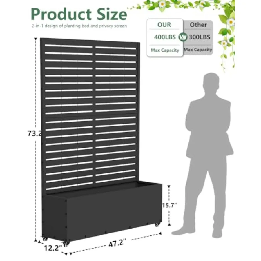 Metal Planter Box with Trellis, 70.9