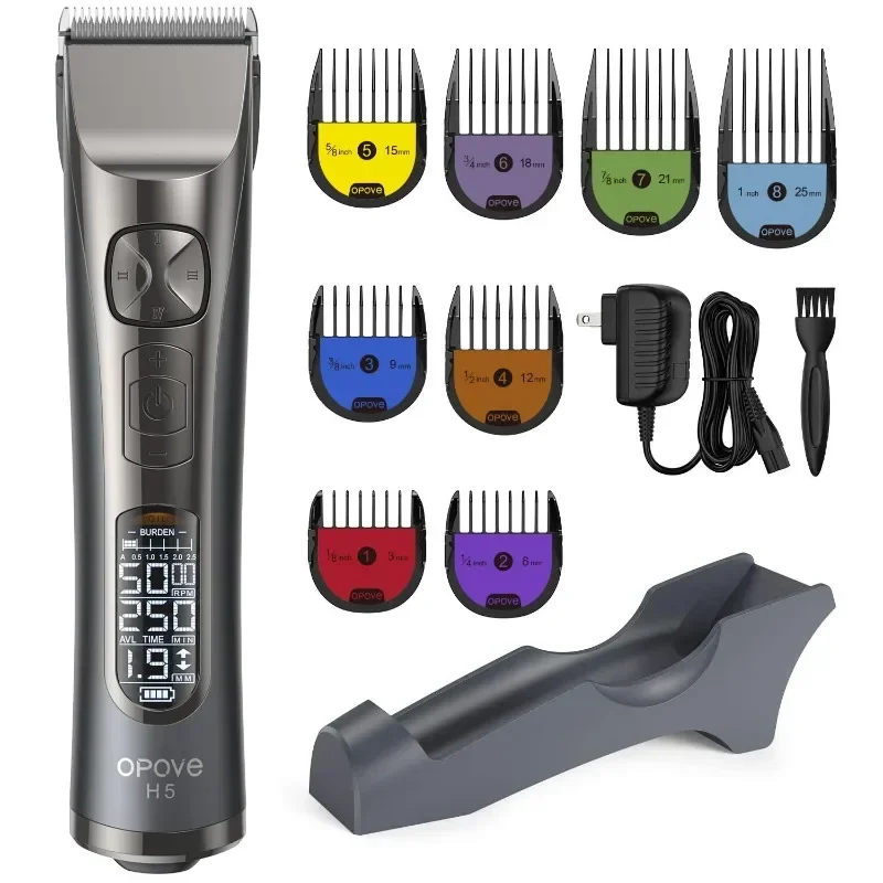 H5 Hair Clippers for Men, Professional Cordless Clippers with 250min Runtime & Smart LCD, Quiet Hair Trimmer