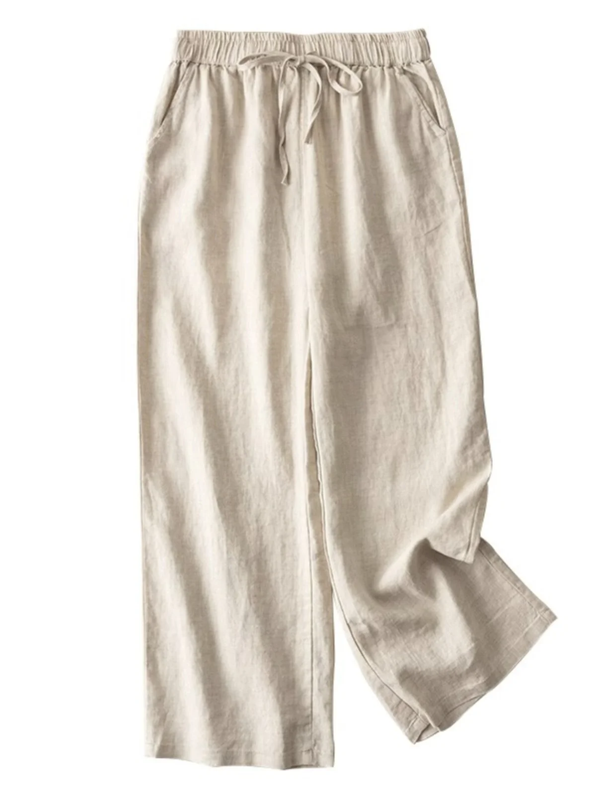 High Waist Draped Cotton Linen Wide Leg Pants Women's Summer New Style Thin Loose Straight Long Trousers Slimming Effect