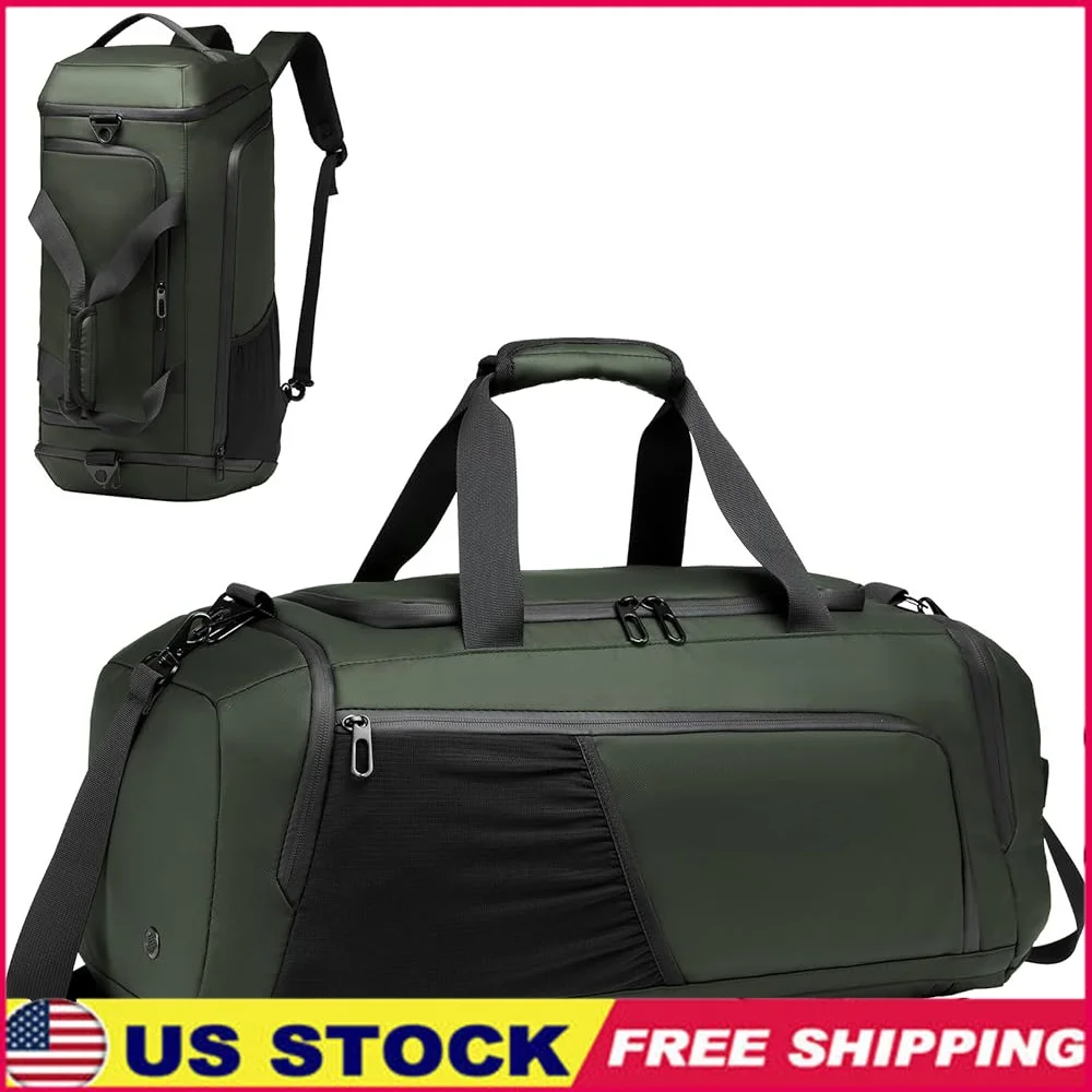 

Waterproof Gym Duffle Bag Sports Travel Bag with Shoes Compartment Multi Pocket Large Capacity 3 in 1 Backpack Overnight Bag Men
