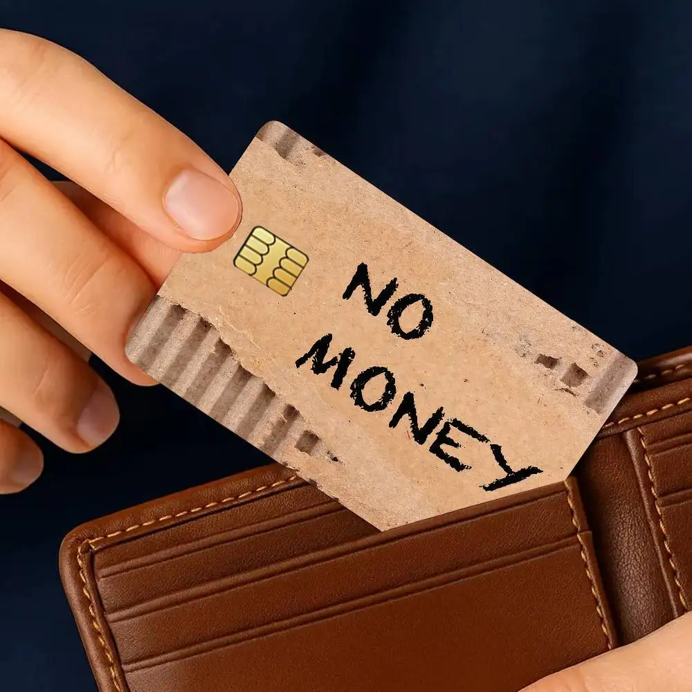 No money funny print Cardboard Credit Card Decorative Card Stickers Suitable For Bank Cards Metro Transit Anti-scratch Gift 4PCS - view 4