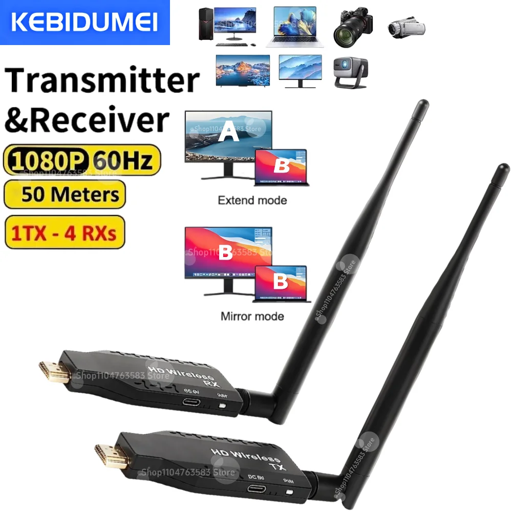 

50M Wireless Wifi HDMI Extender Video Transmitter and Receiver TV Stick Display Adapter 1080P Share for PS4 PC To TV Monitor