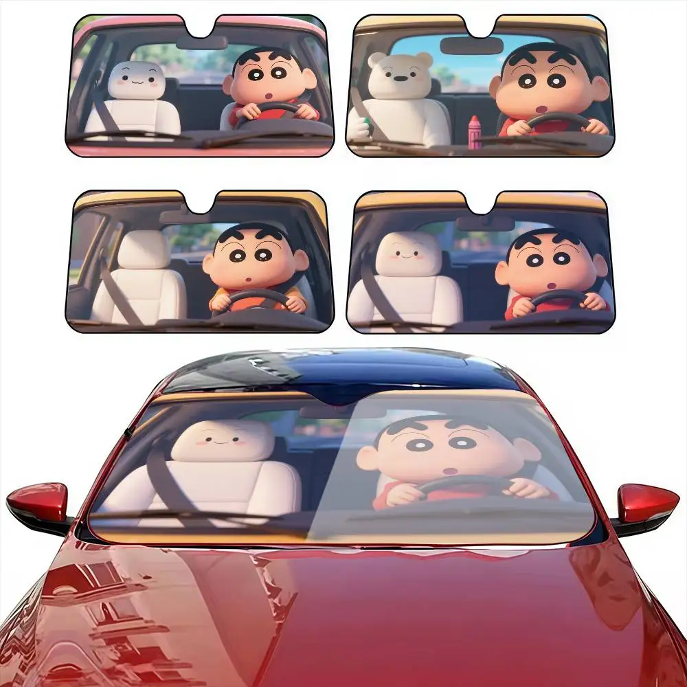FNNY-drive-Shin-chan Crayon  Car Sunshade Curtains Windshield Anti-UV Protection Front Sun Shade Cooling Protector