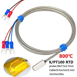 Stainless Steel PT100\K Pasted Type Surface Measurement  patch temperature Sensor 1-20m Shielded Cable 3 Wire thermal resistance