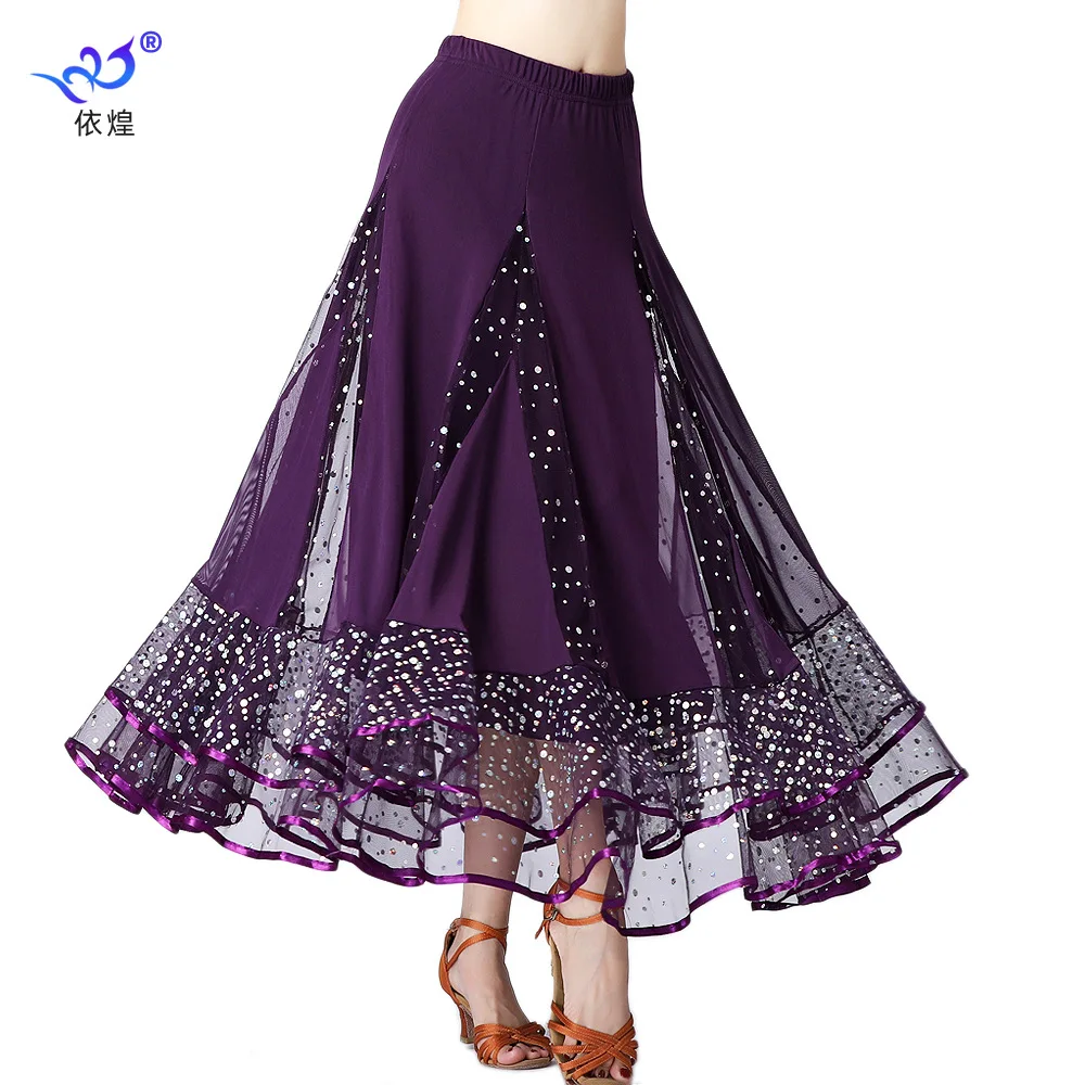 1pcs/lot Ballroom Dance Skirts Performance Wear Costumes Modern Standard Skirt Waltz Tango Competition mesh Skirt