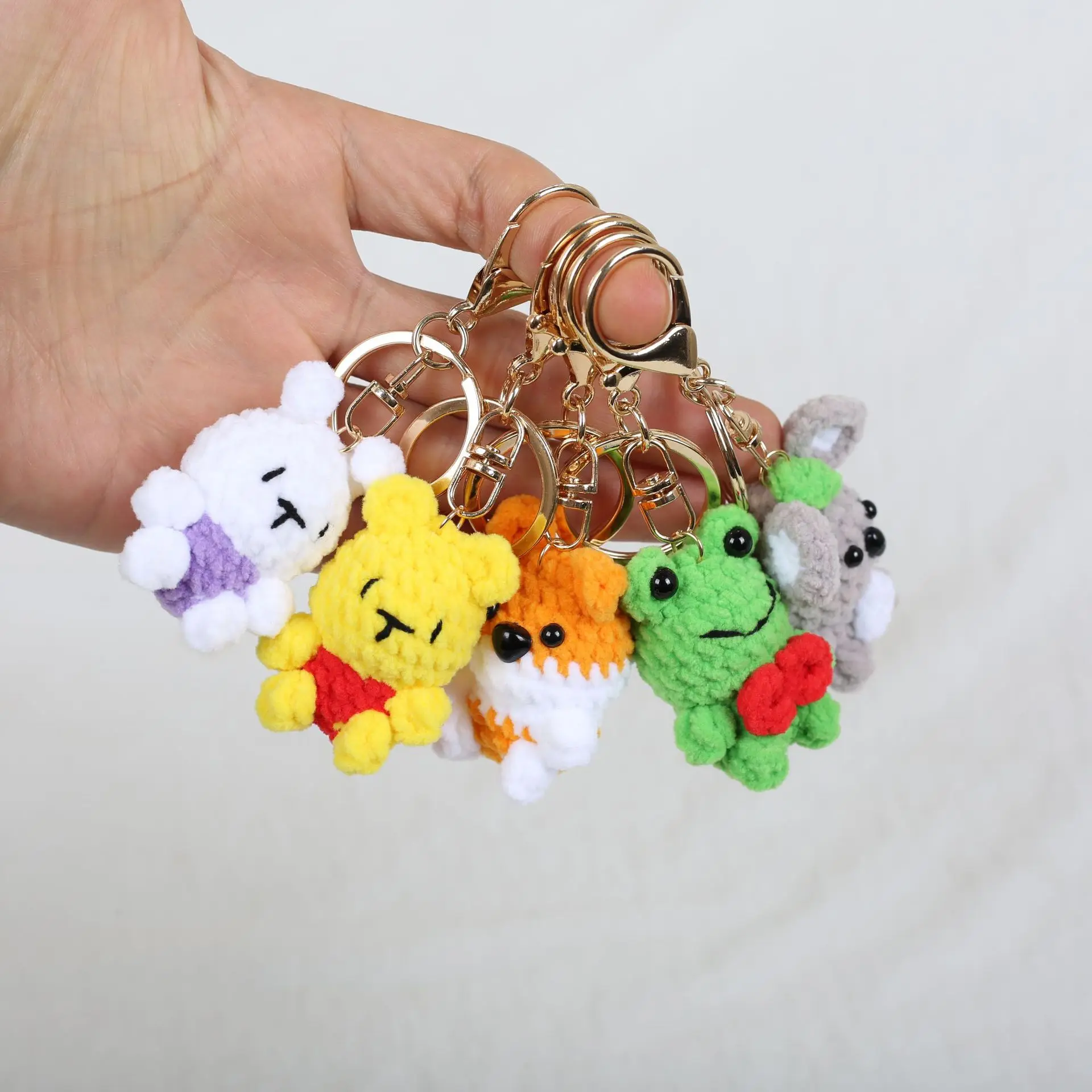 

Funny Animal Doll Series Crochet Keyrings Handmaking Crochet Mini Panda Doll Keychains Cute Puppy Knitting Keyrings Wholesale
