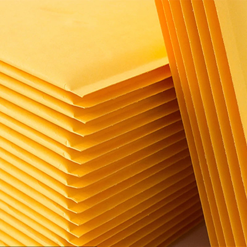 Yellow Thick Kraft Bubble Mailers 30Pcs 18x23cm/20x25cm Self Seal Waterproof Shockproof Padded Envelopes