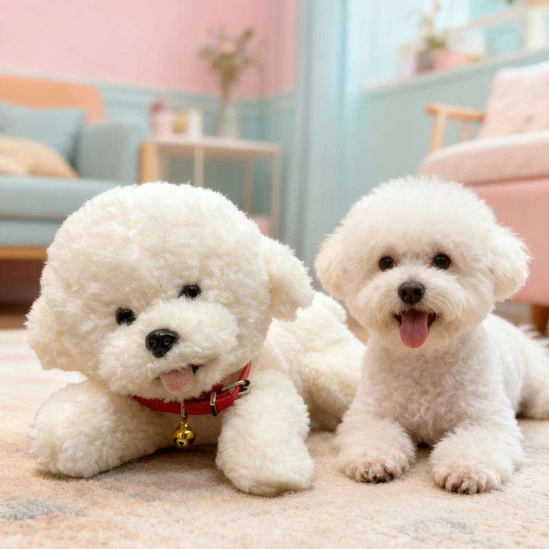 Bichon Frise-juguetes de peluche suaves para perros Bichon, muñecos de peluche, almohada para el hogar, adornos para cachorros, regalos para niñas