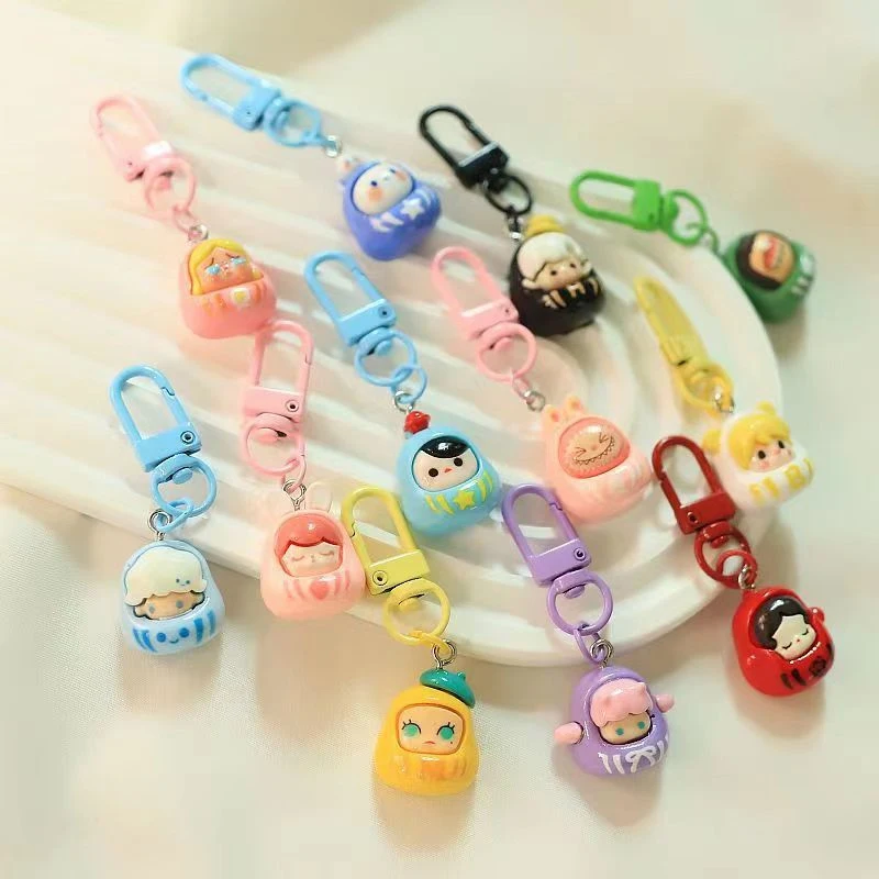 Cartoon Character Resin Key Chain Pendant For Girls Backpack Keyring Charm Headphone Case Hanging Accessories Creative Gifts