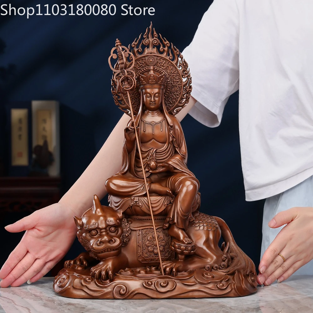 

39 см резьба по красной меди Манджушри Самантабхадра Бодхисаттва Гуаньинь Кsitigarbha Китай Четыре знаменитых горы статуя Будды