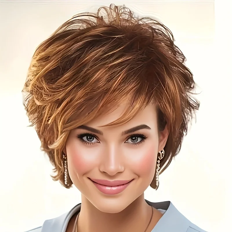 

Женский парик, короткий, прямой, на всю голову, модный, объемный, из синтетических волос, для повседневной укладки, подарок на День матери