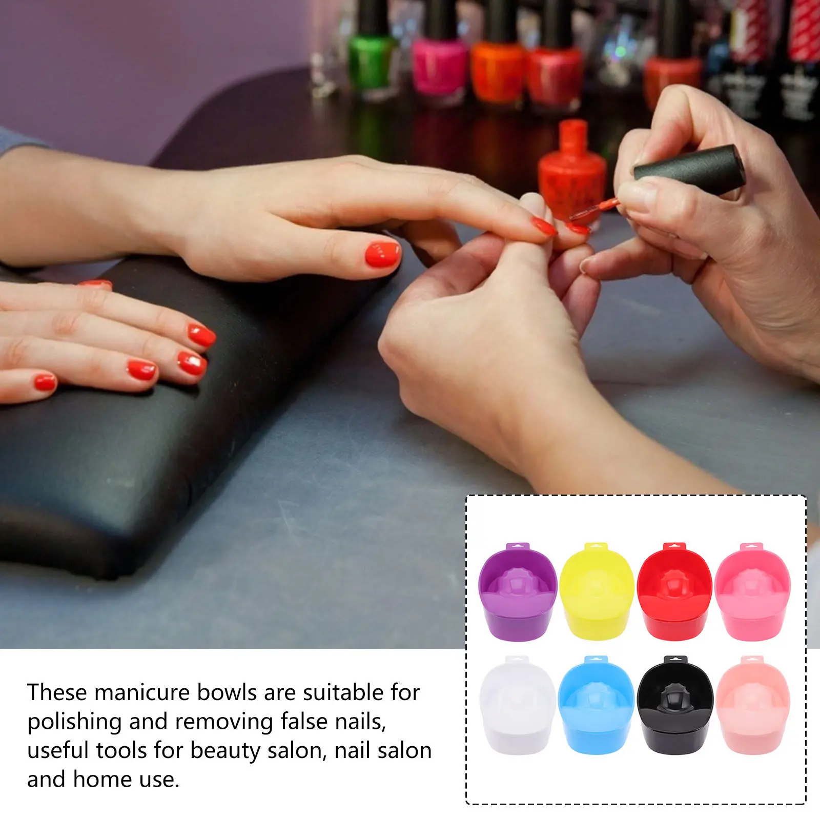 

8Pcs Nail Soaking Bowls Ergonomic Groove Design for Hand Care Nail Soak Off Bowl Professional Home Use Manicure Bowl