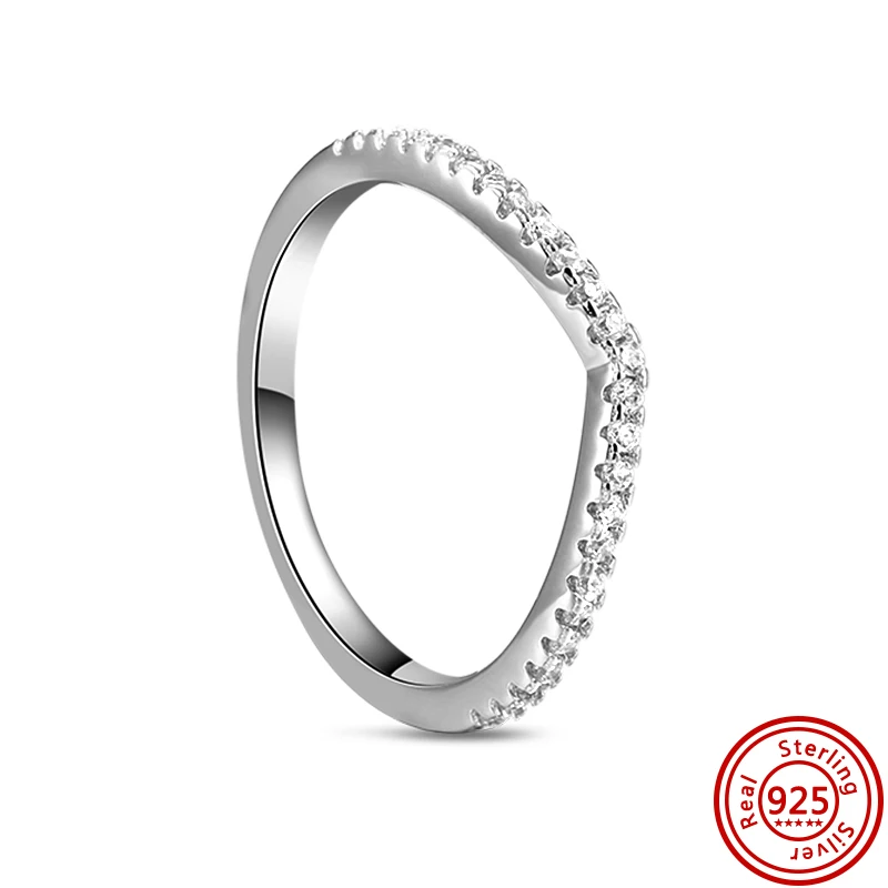 Original 925 Sterling Silber Ring Liebesherz mit Pavé-CZ-Kristallen, stapelbare Ringe für Frauen, Hochzeit, Verlobung, Geburtstagsgeschenk, Schmuck – Detail 1