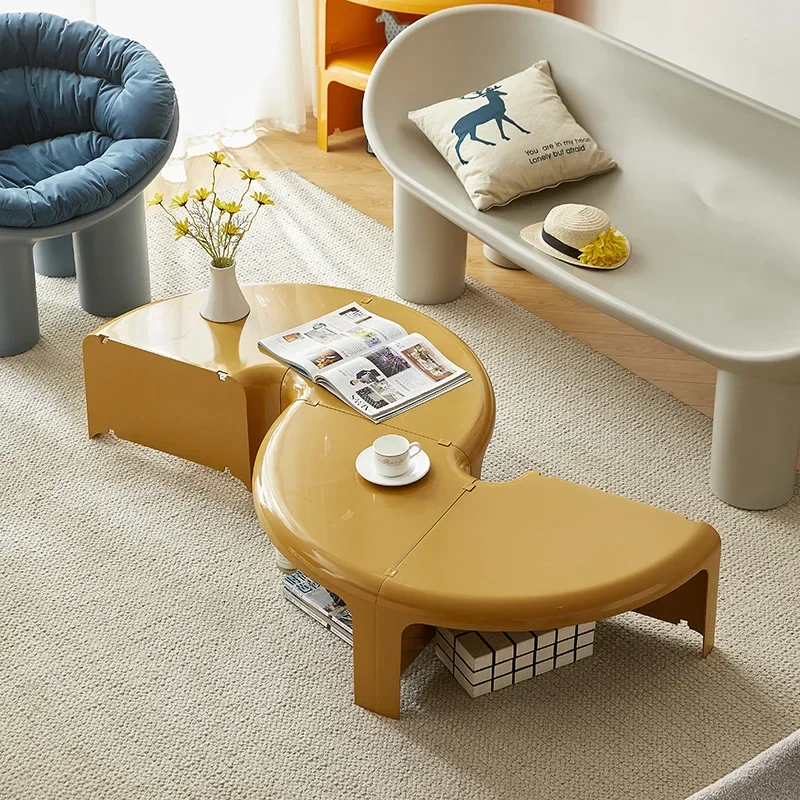 Modular Scandinavian Coffee Table Mid-Century Detachable Side