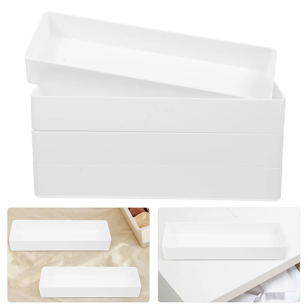 

5Pcs Desk Drawer Organizer Bins Plastic Storage Box for Home Office Dormitory Long Term Use White Drawer Organizer
