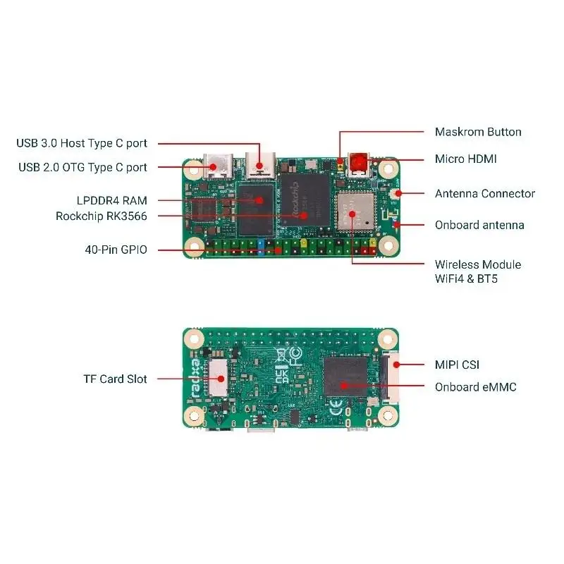 Para ZERO 3W quad-core mini placa de desenvolvimento de alto desempenho RK3566 chip Cortex ® A55