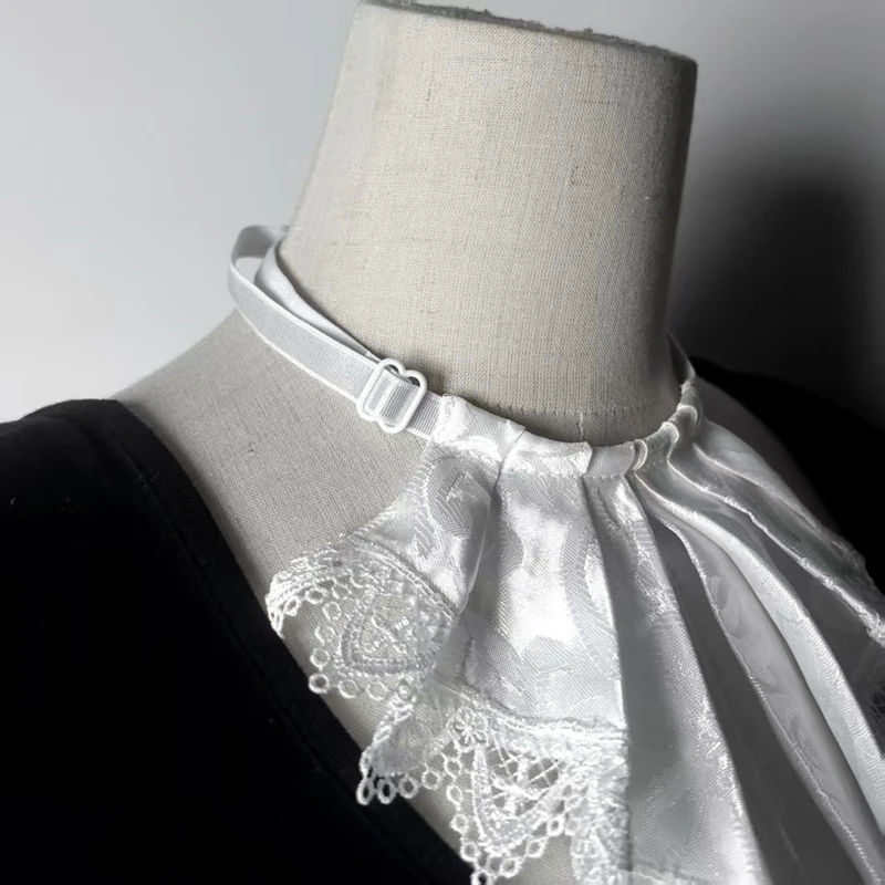 Kép 3: Layered csipkével nyakú Báláz Lecsavarható ruffled Gallér Bíróság decorativa Ál- Csőbilincs Avatás színpadi Előadás cosplay accessor
