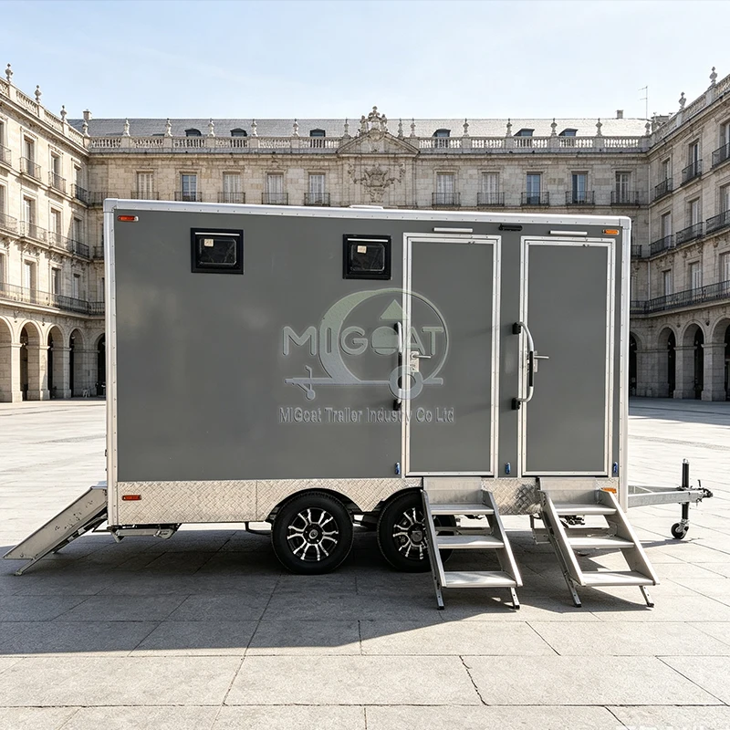 Hot Sale 4 Stall Mobile Toilet Trailer Tandem Axle Flushing Portable Restroom With Sink Mirror For Large Outdoor Events