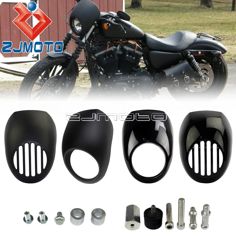 

Motorcycle Grill Cafe Racer 5 3/4" Headlight Mask Front Fairing Front Visor For Harley Sportster Dyna FXD XL1200 XL883