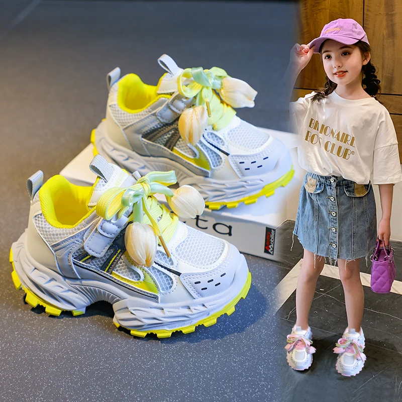 Autumn Sport Shoes For Children Mesh Breathable Kid's Sneakers Soft-soled Anti-slippery Boy's Girl's Running Shoes Footwear