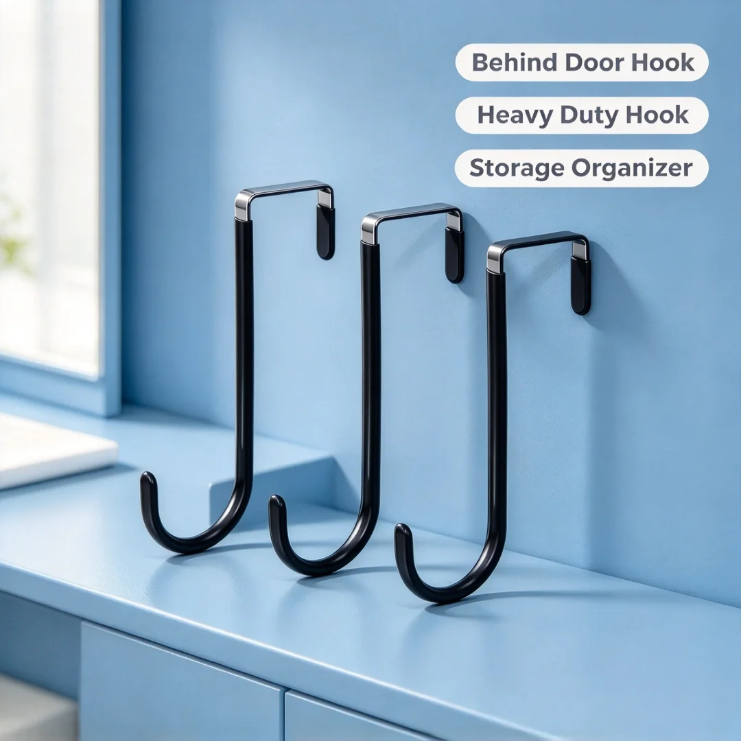 Single door steel hook 5-piece set, coated with rubber touch towel rack, robe jacket, shoelace hook, undamaged and scratch free