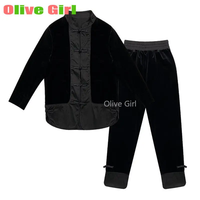 Fashion Gold Velvet Set Women's Plate Buckle Splicing 2025 Spring New Style Retro Style Coat Women's Clothing
