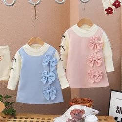 Girls' Dress Spring and Autumn 2024New Princess Dress Spring Baby's First Birthday Party Small Fragrant Bowknot Dress