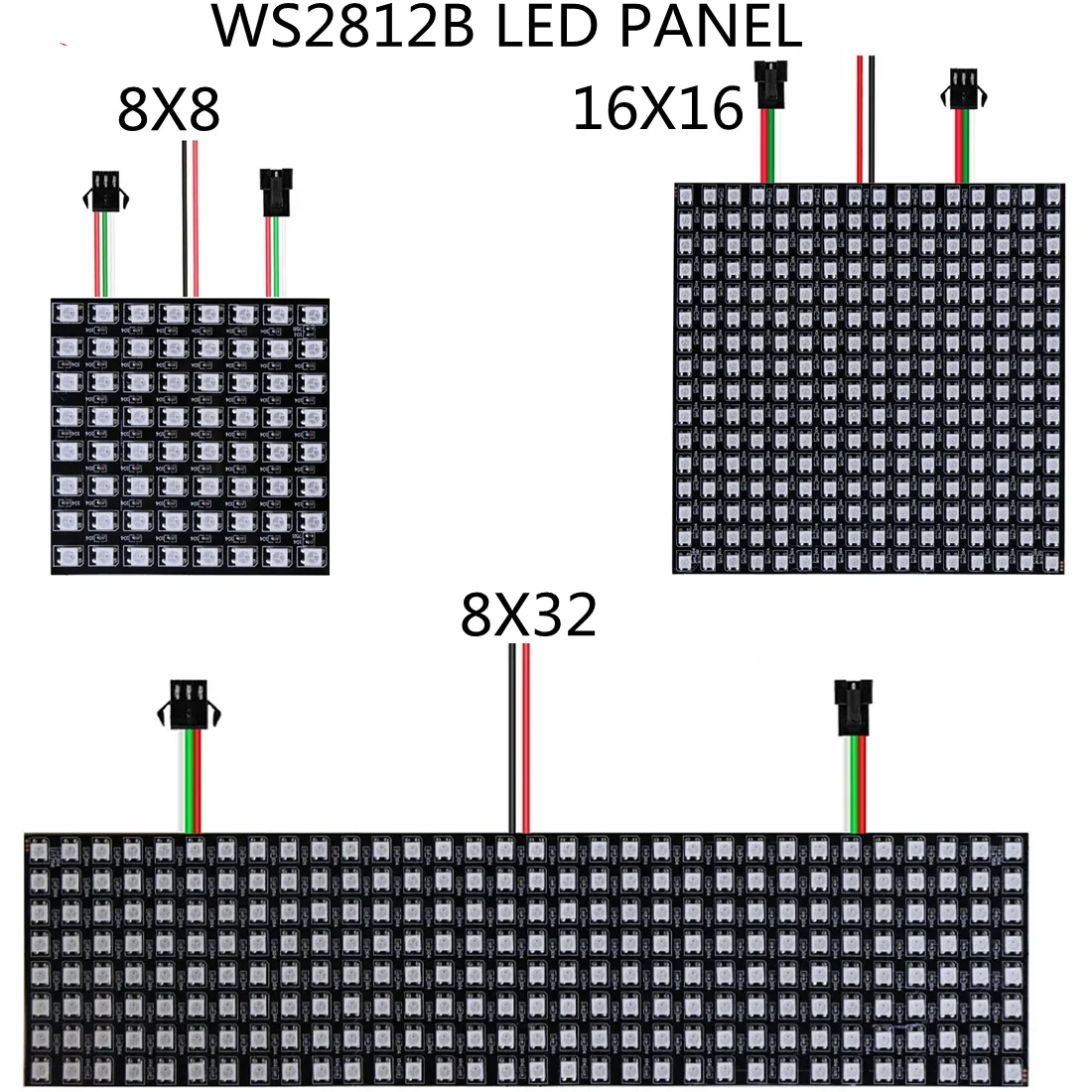 WS2812B RGB LED individually addressed digital flexibility module matrix screen 8x8 16x16 8x32 DC5V