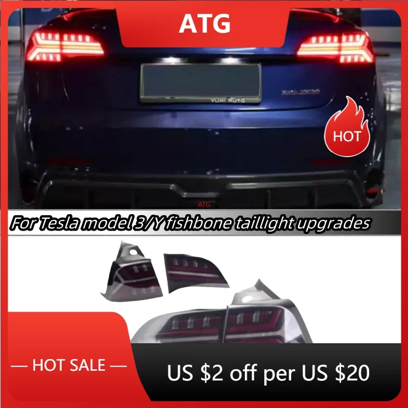 Taillight For Tesla Model 3 Model Y  Assembly Modification Phantom LED Rear Tail Light Flowing Turn Signal