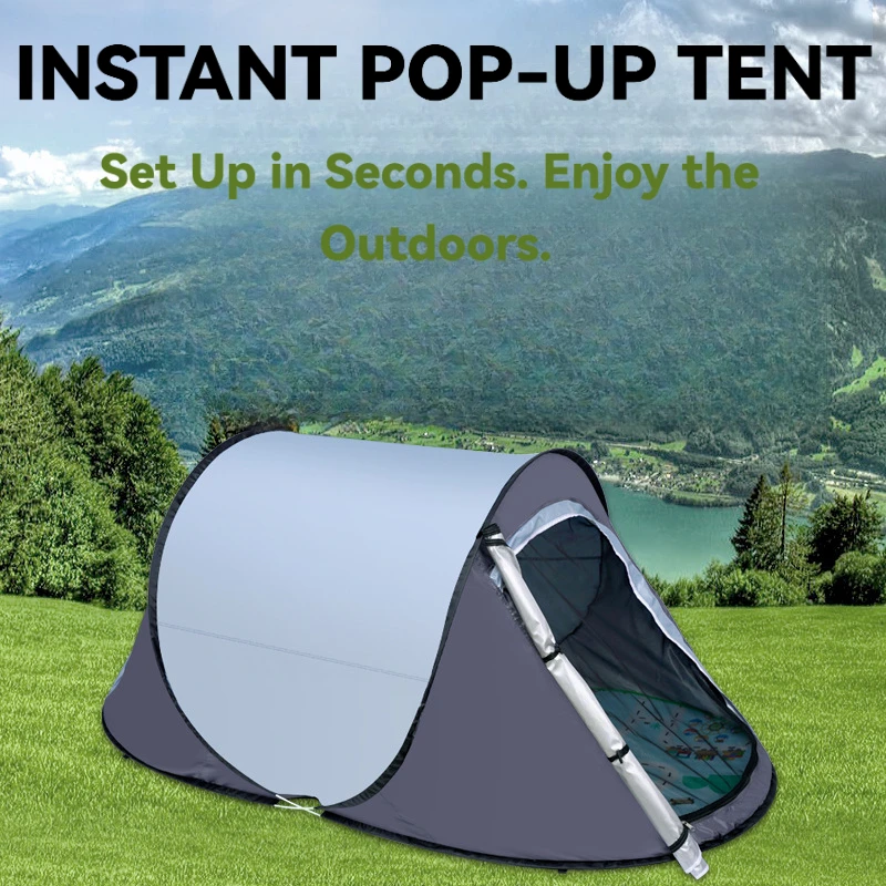 UPF 50+ Automatic Camping Tent Waterproof Sunshade Outdoor Tent UV Protection Windproof Tear-Resistant Family Beach Tent