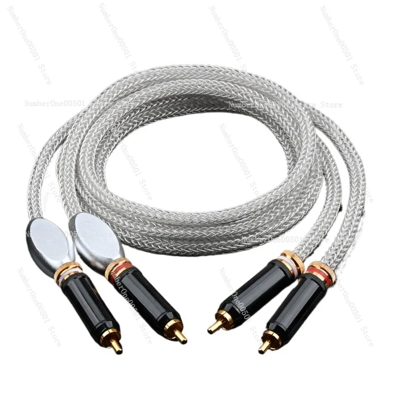 Single crystal silver plated signal cable HiFi dual lotus CD amplifier audio silver plated RCA fever audio signal cable