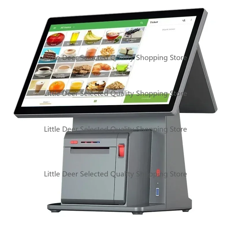 Quality cash register touch screen restaurant terminal with built-in printer