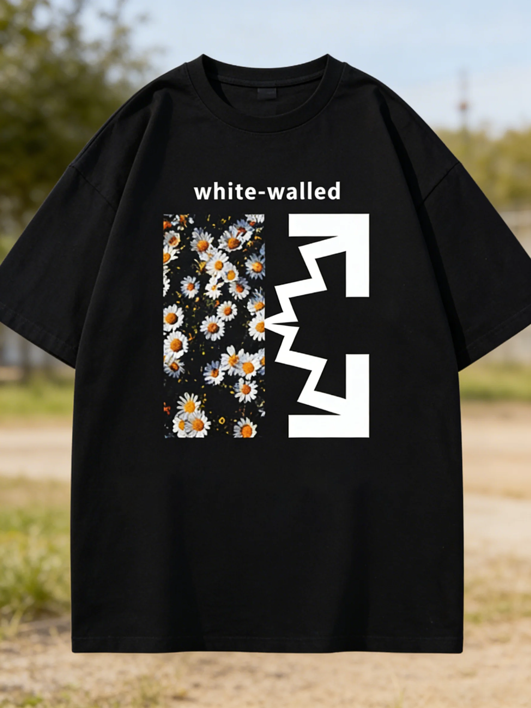 

Мужская футболка в стиле хип-хоп, летняя, с граффити-принтом, новый стиль, повседневная, из чистого хлопка, с короткими рукавами, универсальная, с круглым вырезом, свободного кроя