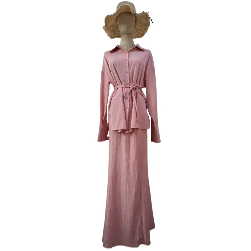 

Europe and The United States Cross-border 2026 Summer Elegant and Soft Long-sleeved Long Dress Loose and Comfortable Suit Dress