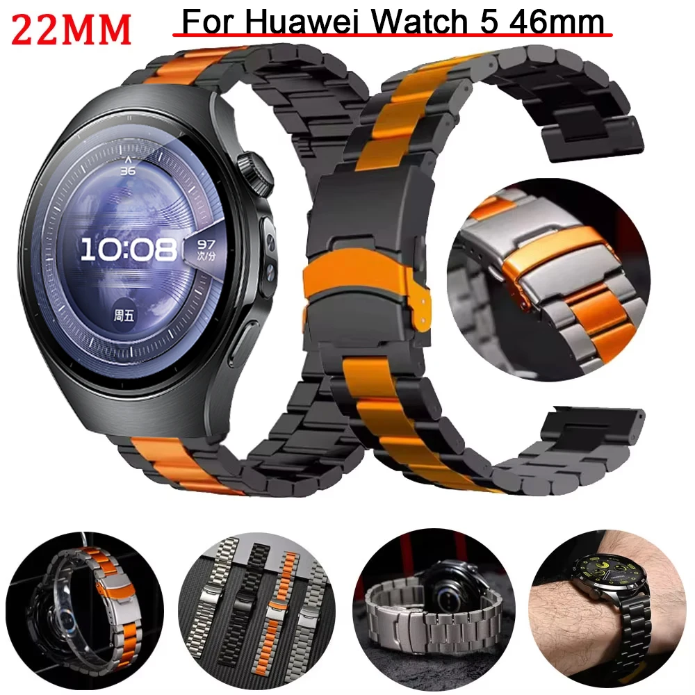 22mm Stainless Steel Strap For Huawei Watch 5 46mm Wrist Band Correa For Huawei Watch GT 5 Pro 46mm GT5 GT4 GT3 GT2 GT Bracelet
