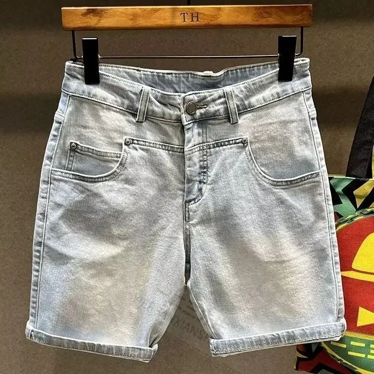 

Faionable Light-Colored Men's Denim orts Sli Simplified Cool Five-Part Mid-Pants Thin Trendy Breathable Summer 2025