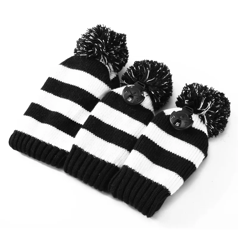 

Golf club set Wooden three-piece knitted club with headgear, durable and environmentally friendly