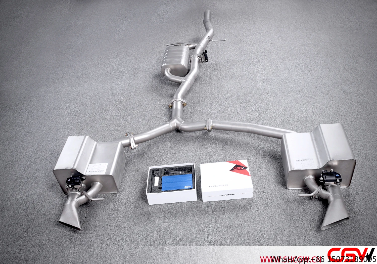 Factory Directly Sale Three Valve Muffler Downpipe Catback Car Square Exhaust Tips for A6 C7 2.0T(2011-2018)