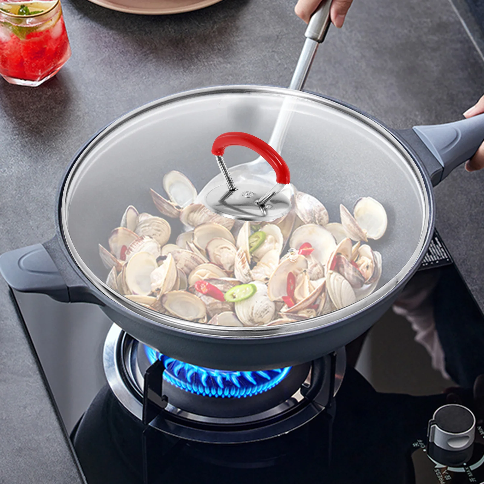 

2Pcs Pot Lid Handle Universal Thickened Plastic Stainless Steel Replacement Knob Anti-Scald Cover Kitchen