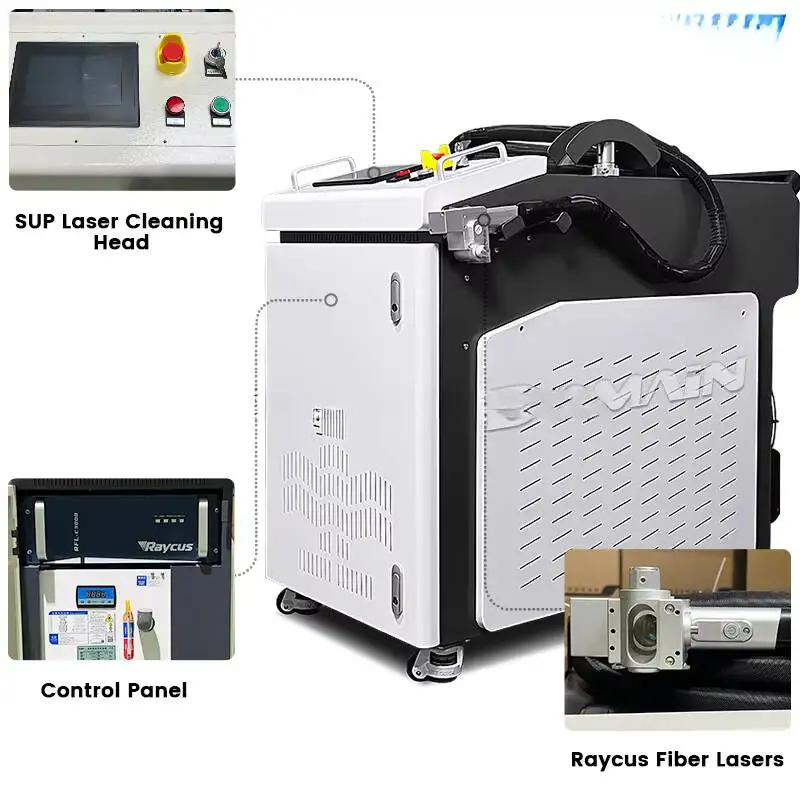 

Portable 200W 300w Pulsed Small Size Luggage Style Air Cooling Fiber Laser Cleaner