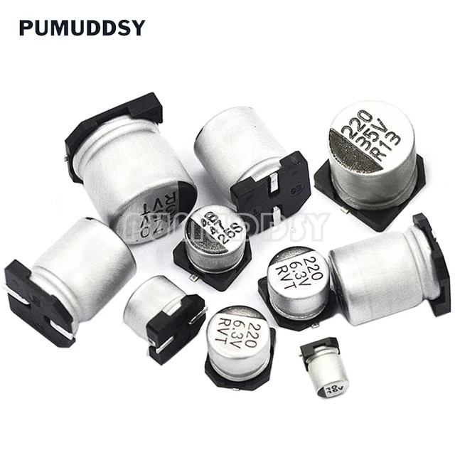 10szt SMD Kondensator elektrolityczny aluminiowy 6.3V 10V 16V 25V 35V 50V 1UF 2.2UF 4.7UF 10UF 47UF 100UF 220UF 330UF 470UF 680UF