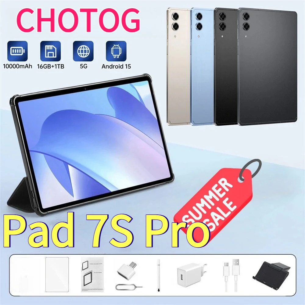 CHOTOG Hot New Tablet Pad 7S Pro 10.1 HD Tablet Android 22GB + 2TB Tab PC Globale Versie 10000mAh Batterij Tablets 4G 5G Dual SIM WIFI Voor Kinderen Tab