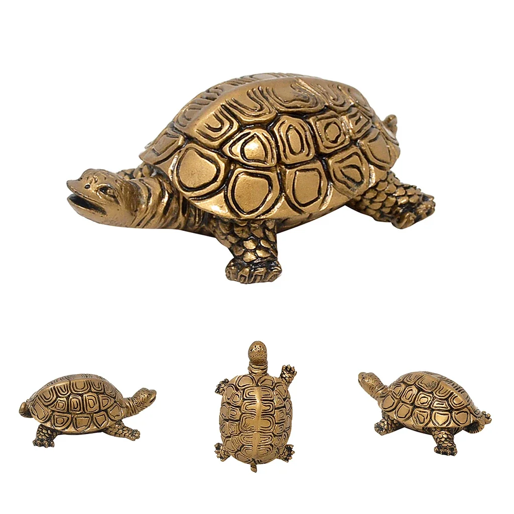 Resin Bronze Turtle Tortoise Statue Lucky Ornament Collectable Figurine Feng Shui Ornament for Office Home Decoration