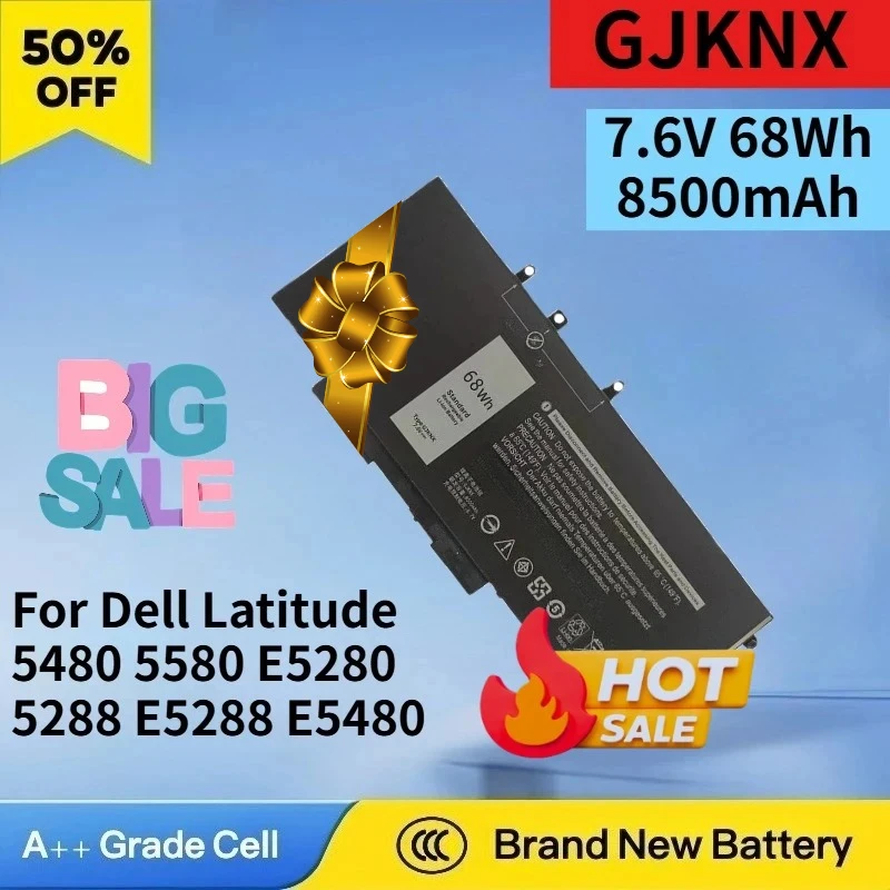 GJKNX 7.6V 68Wh 8500mAh Battery for Dell Latitude 5480 5580 E5280 5288 E5288 E5480 5488 5490 E5490 High Quality Laptop Battery