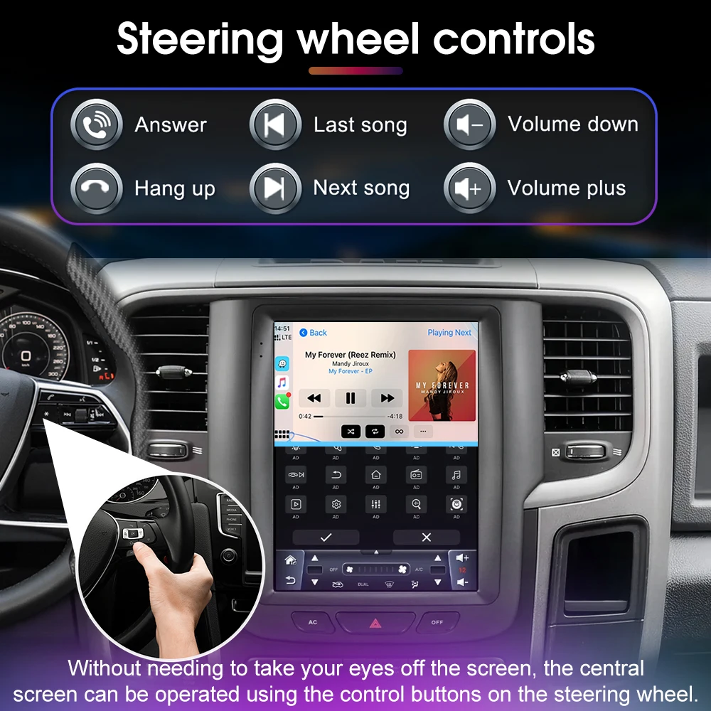 Android 16 Car Radio Stereo Head Unit For Dodge Ram 1500 2500 3500 2013-2018 Multimedia Video Player GPS Navigation Touch Screen