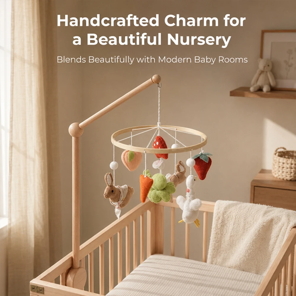 Nordic Style Rabbit Duck Crib Mobile Felt Animal Crib Mobile Hanging Bed Bell Mobile Crib Crib Decoration Soothing Hanging Gifts