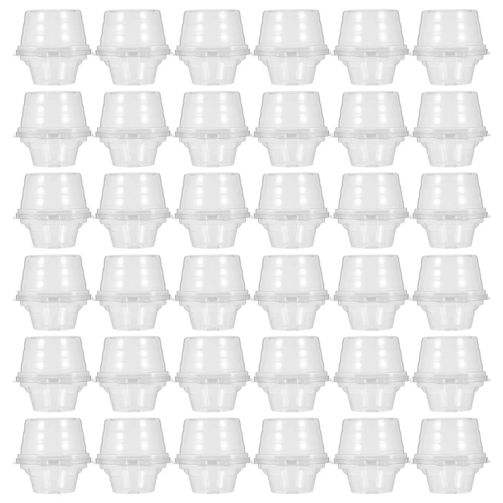50Pcs Clear Individual Cupcake Containers Dome Lid Stackable Plastic Boxes Single Cupcake Carrier for Party Wedding