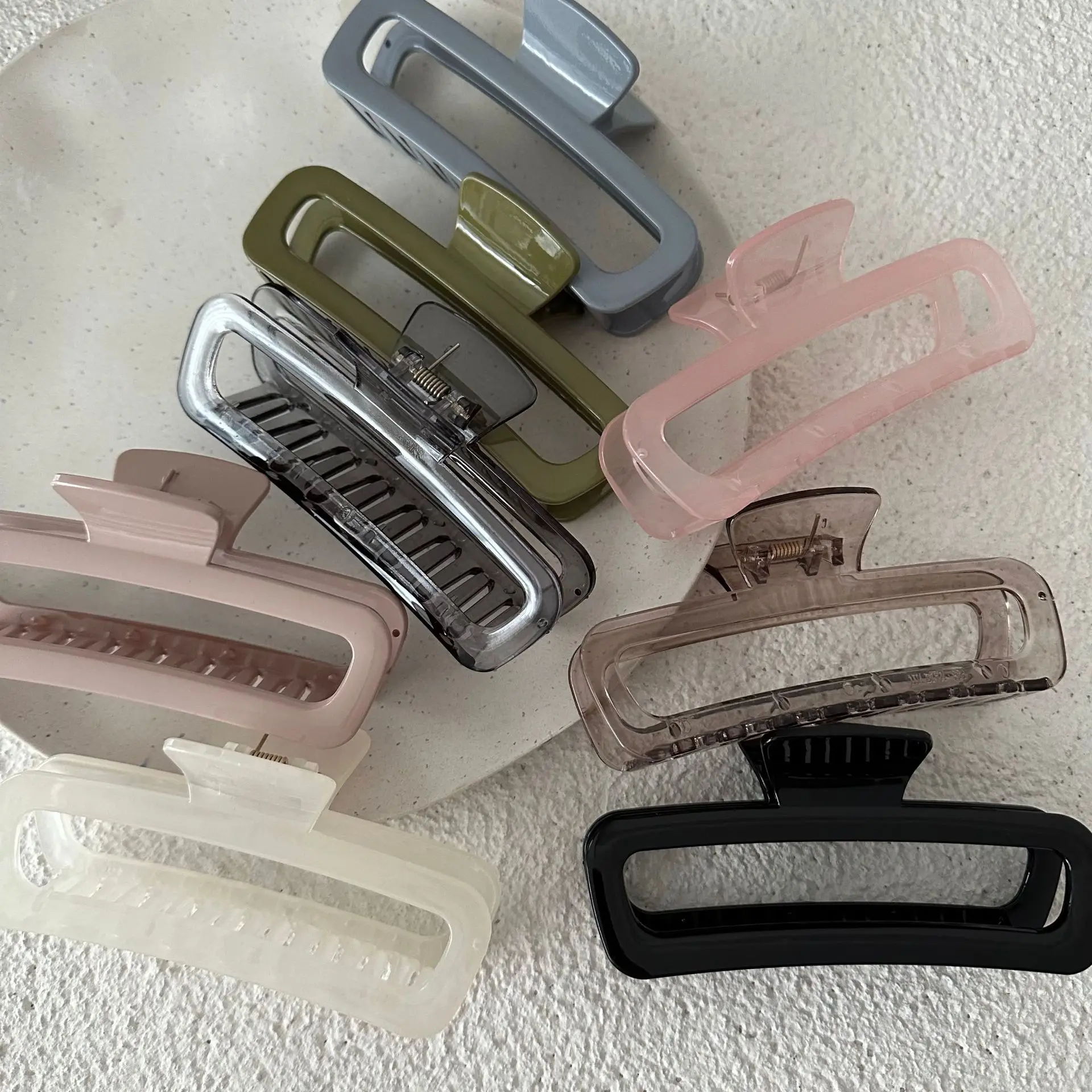 13CM Geometric Large Hair Claws Hair Clips Crab Barrettes Women Girls Acrylic Rectangle Hair Clamps Ponytail Hair Accessories PC